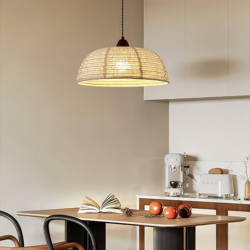 Beige Linen Pendant Light