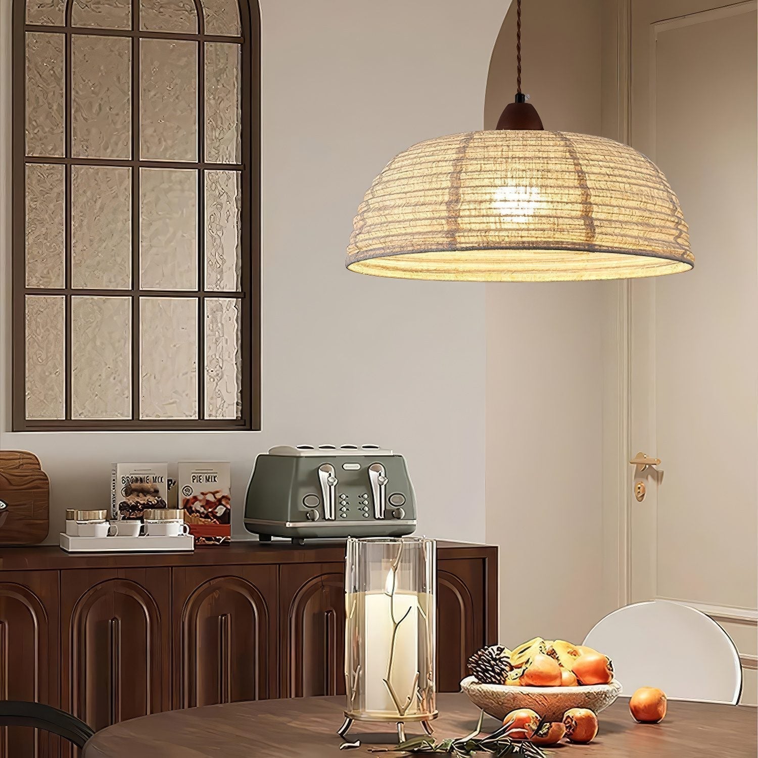 Beige Linen Pendant Light view 2