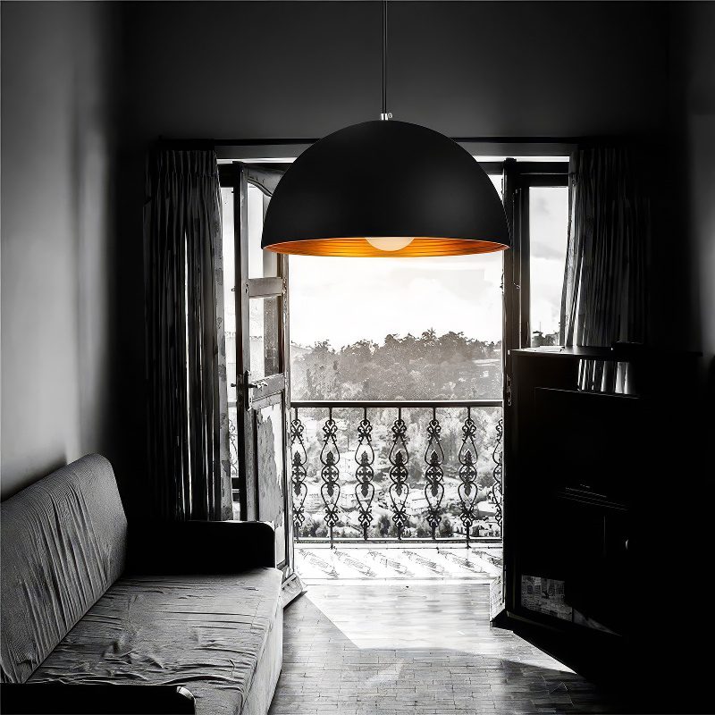 Matt Black Globe Pendant Light view 3
