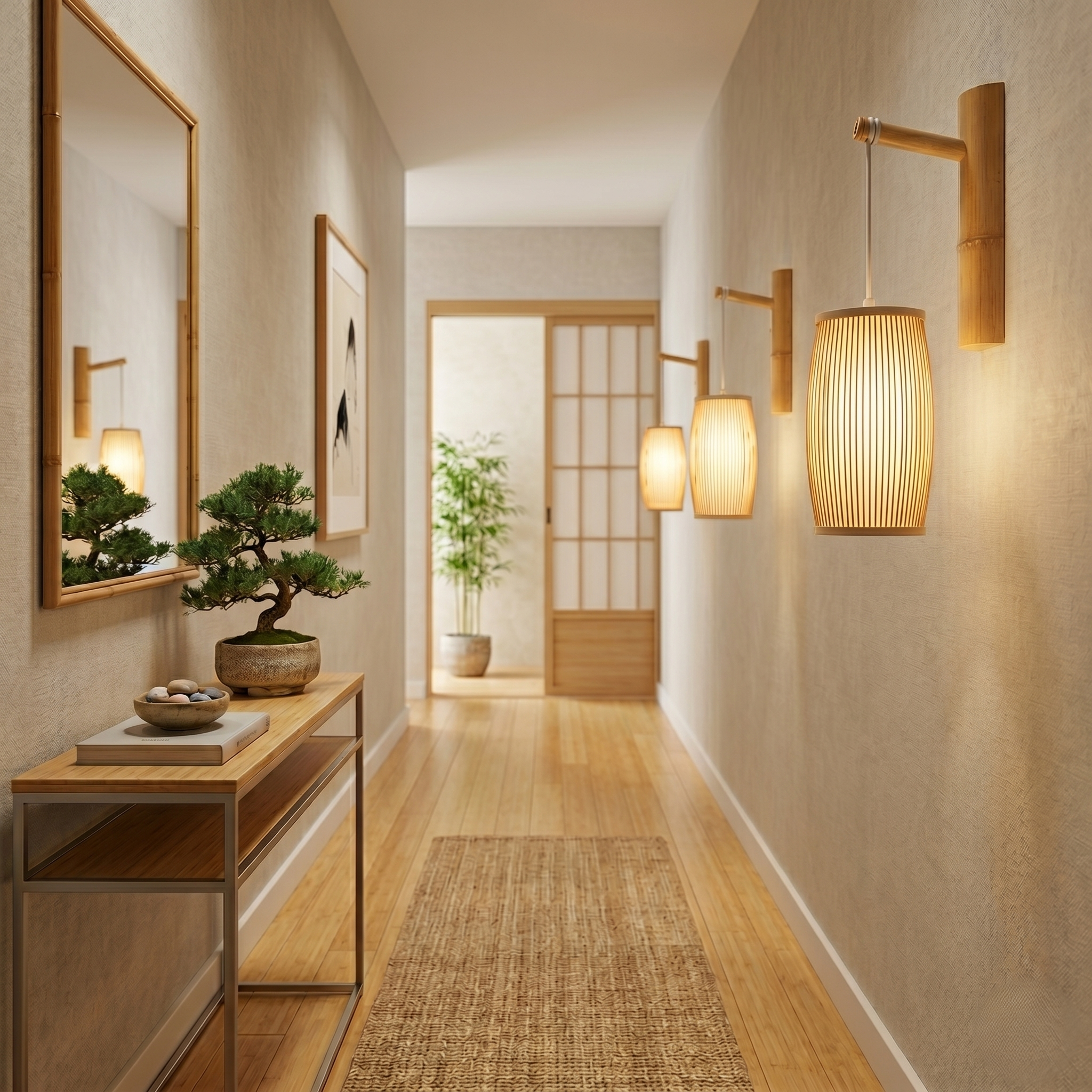 Woven Bamboo Stem Wall Light view 2