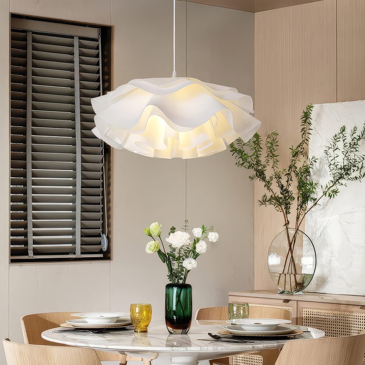 Matt White Petal Pendant Light view 3