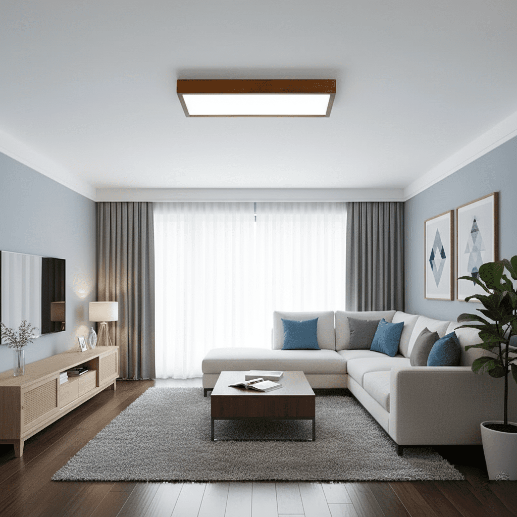 Plafonnier LED rectangulaire bois massif view 7