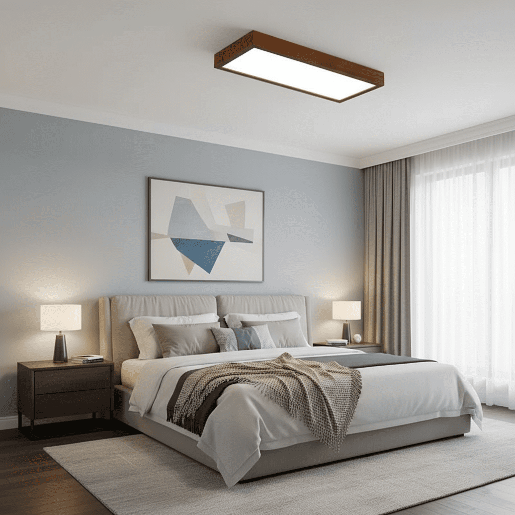 Plafonnier LED rectangulaire bois massif view 8