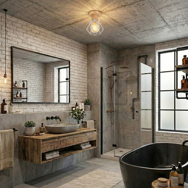 Plafonnier salle de bain industriel