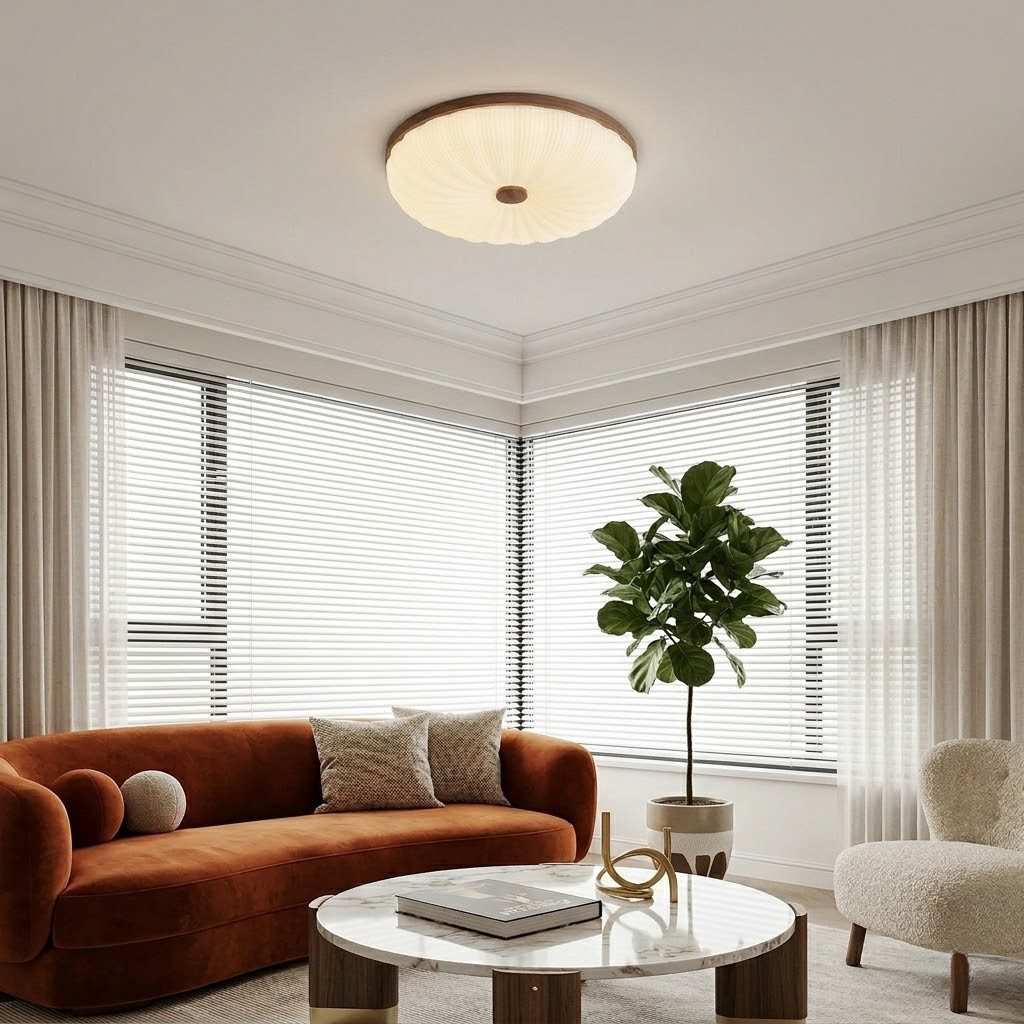 Pleated Glass Flush Ceiling Light view 1