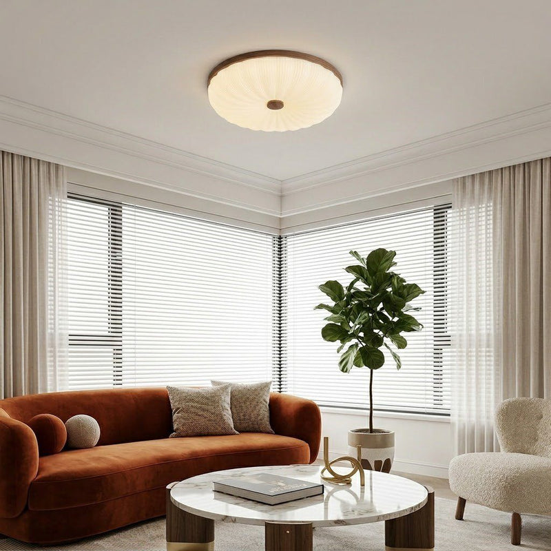 Pleated Glass Flush Ceiling Light