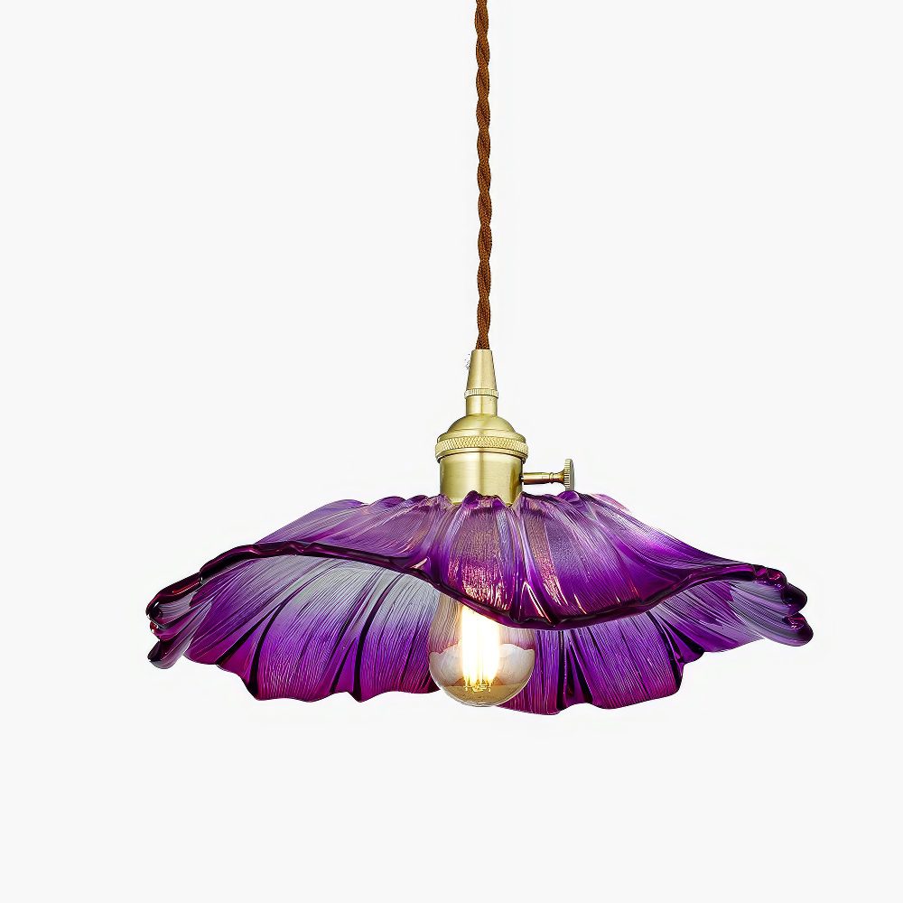 Purple Glass Flower Pendant Light view 1