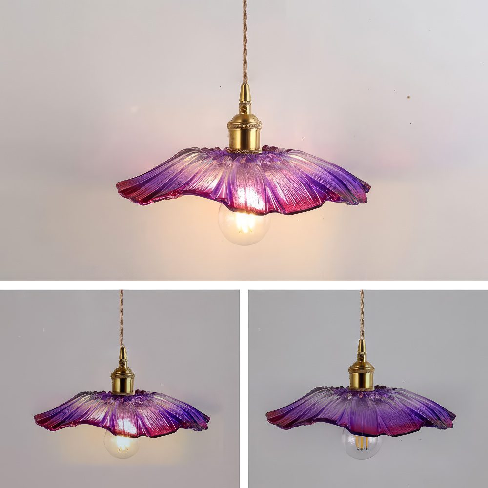 Purple Glass Flower Pendant Light view 3