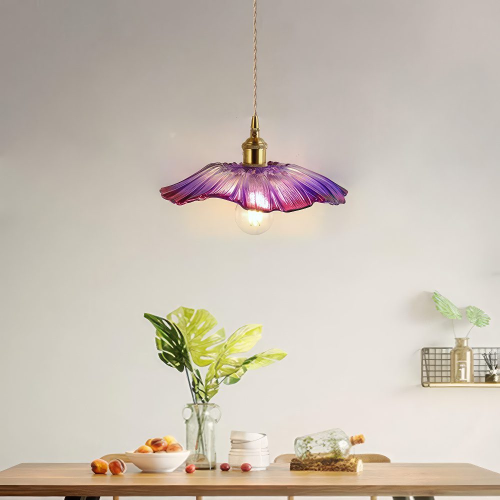 Purple Glass Flower Pendant Light view 5