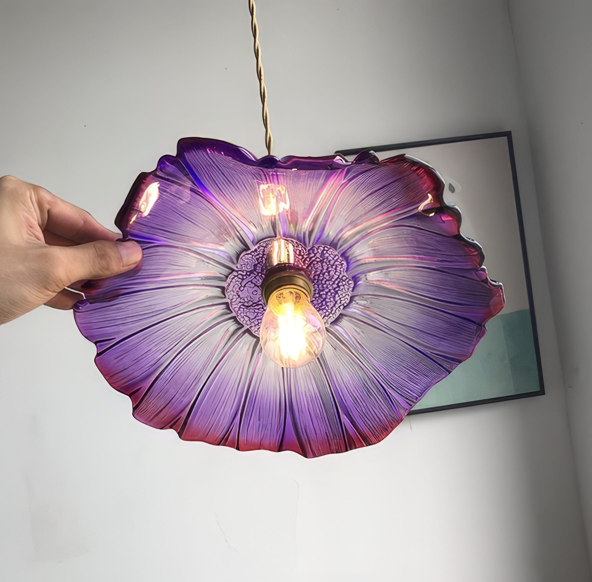 Purple Glass Flower Pendant Light view 7