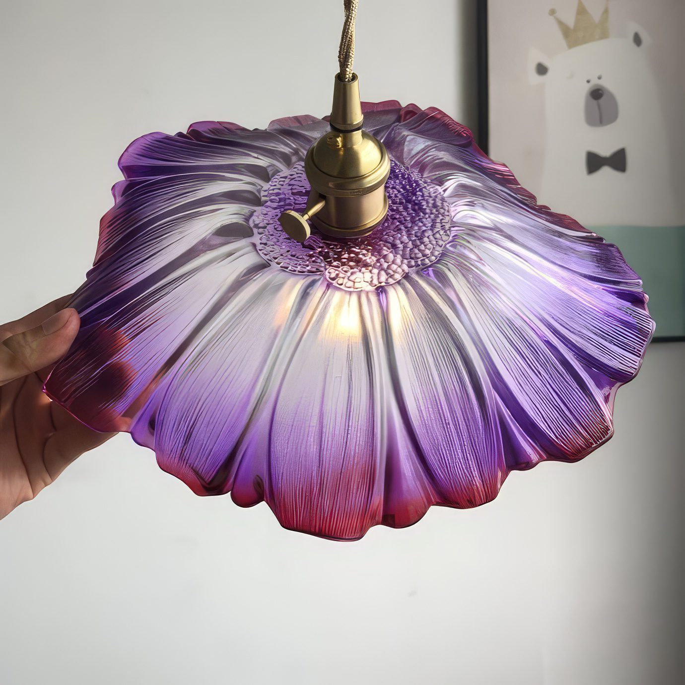 Purple Glass Flower Pendant Light view 8