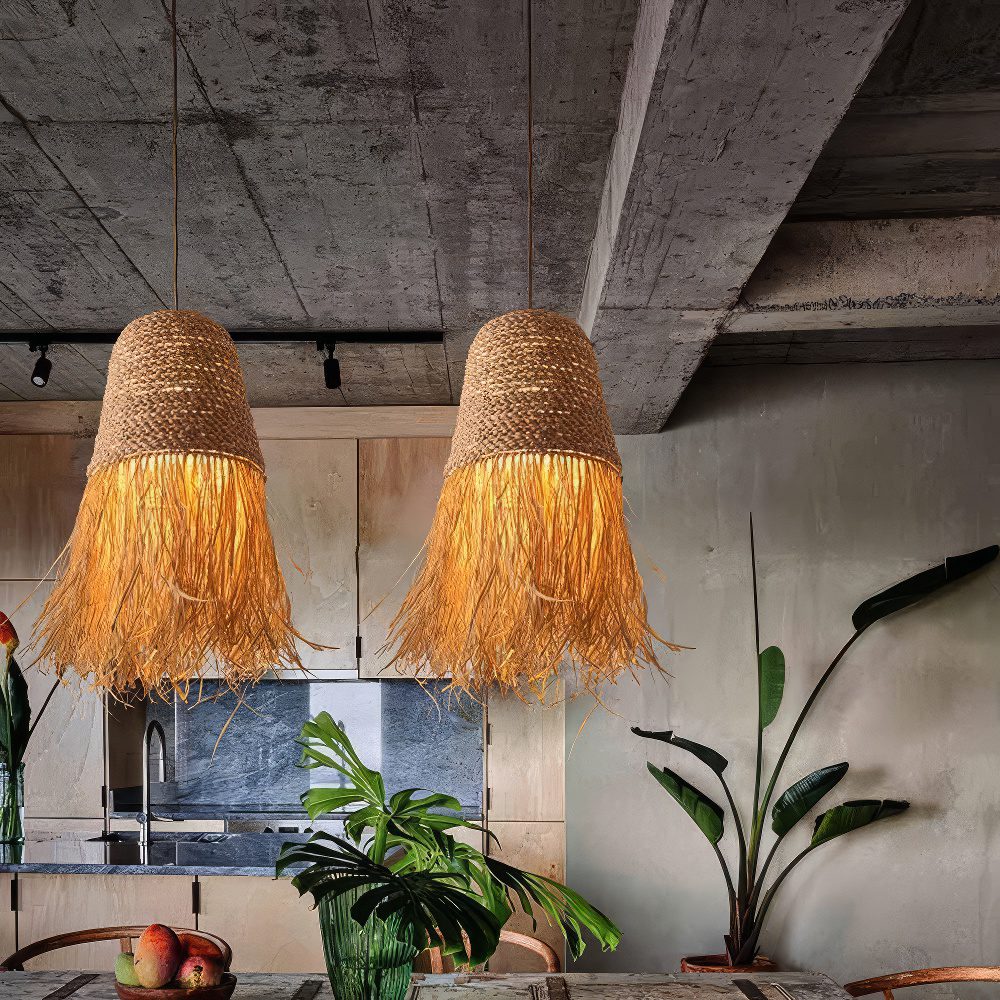 Raffia Fringe Pendant Light view 3