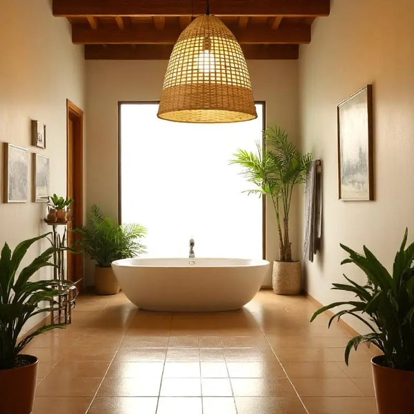 Suspension bambou salle de bain