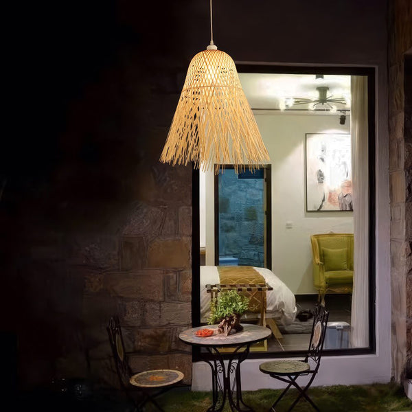 Straw and Rattan Pendant Light