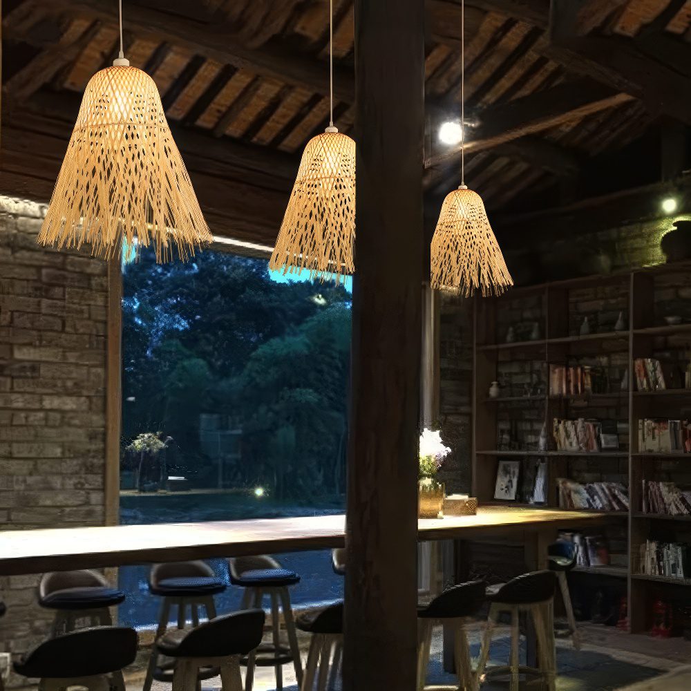 Straw and Rattan Pendant Light view 2