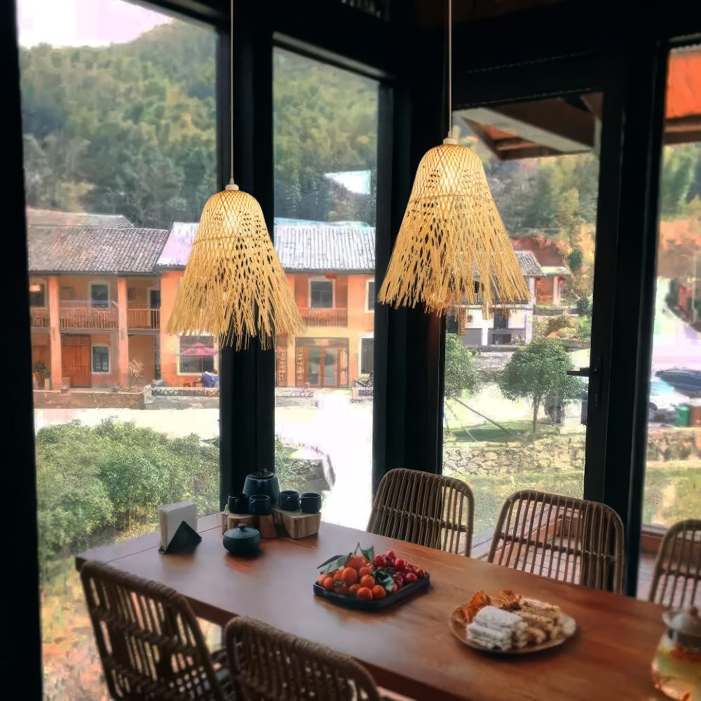 Straw and Rattan Pendant Light view 4