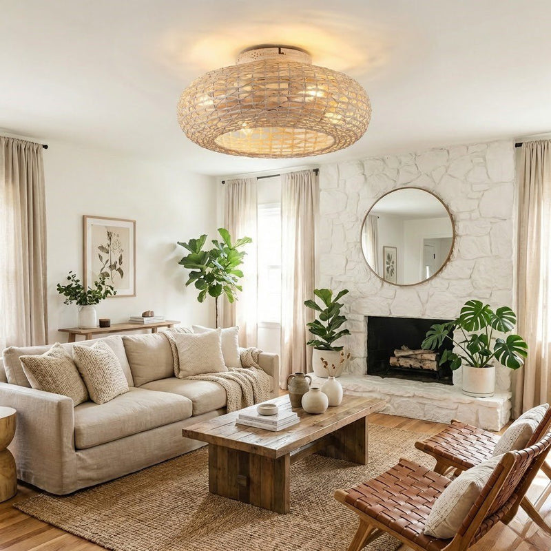 Rattan Ceiling Fan with Light
