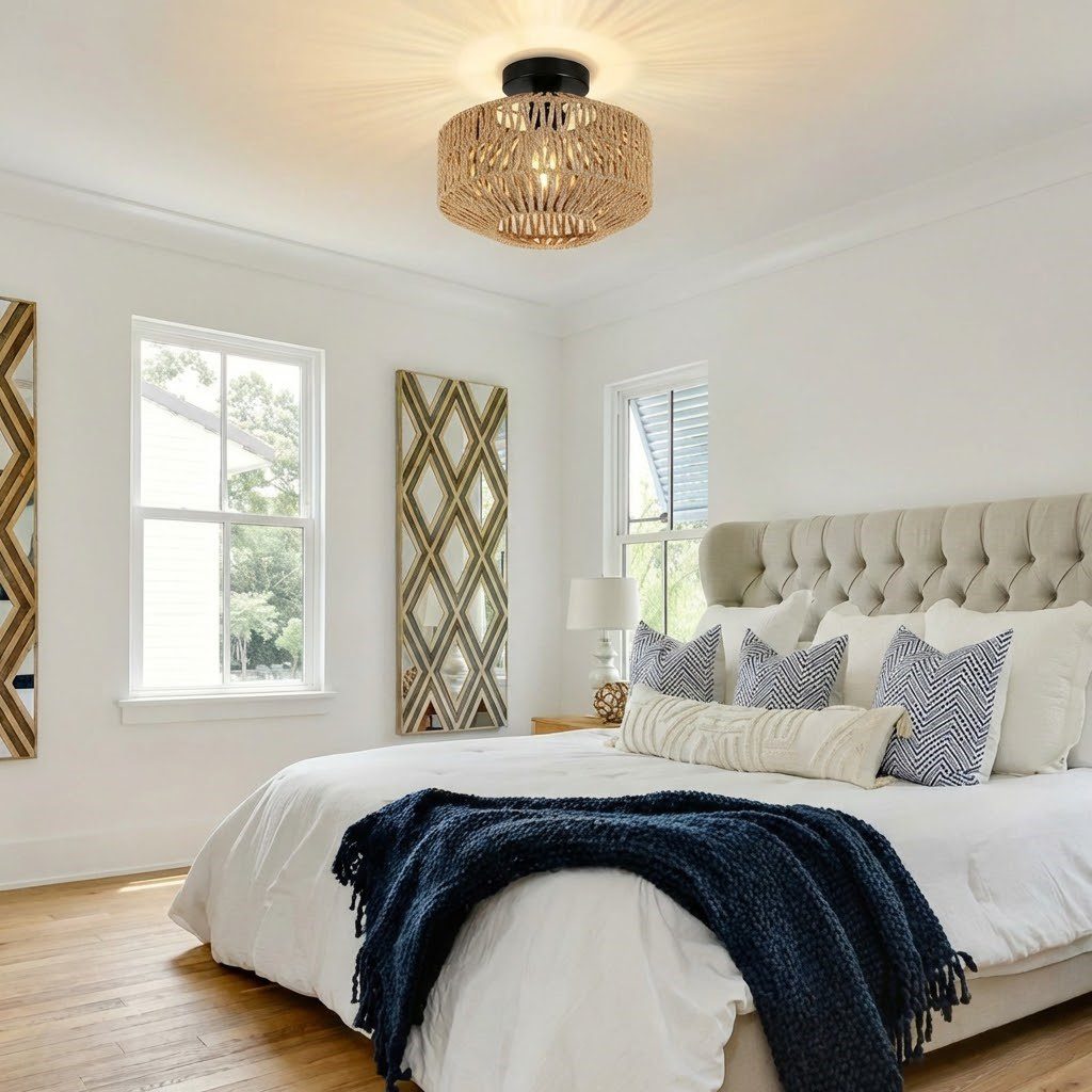 Rattan Ceiling Light Shade view 1