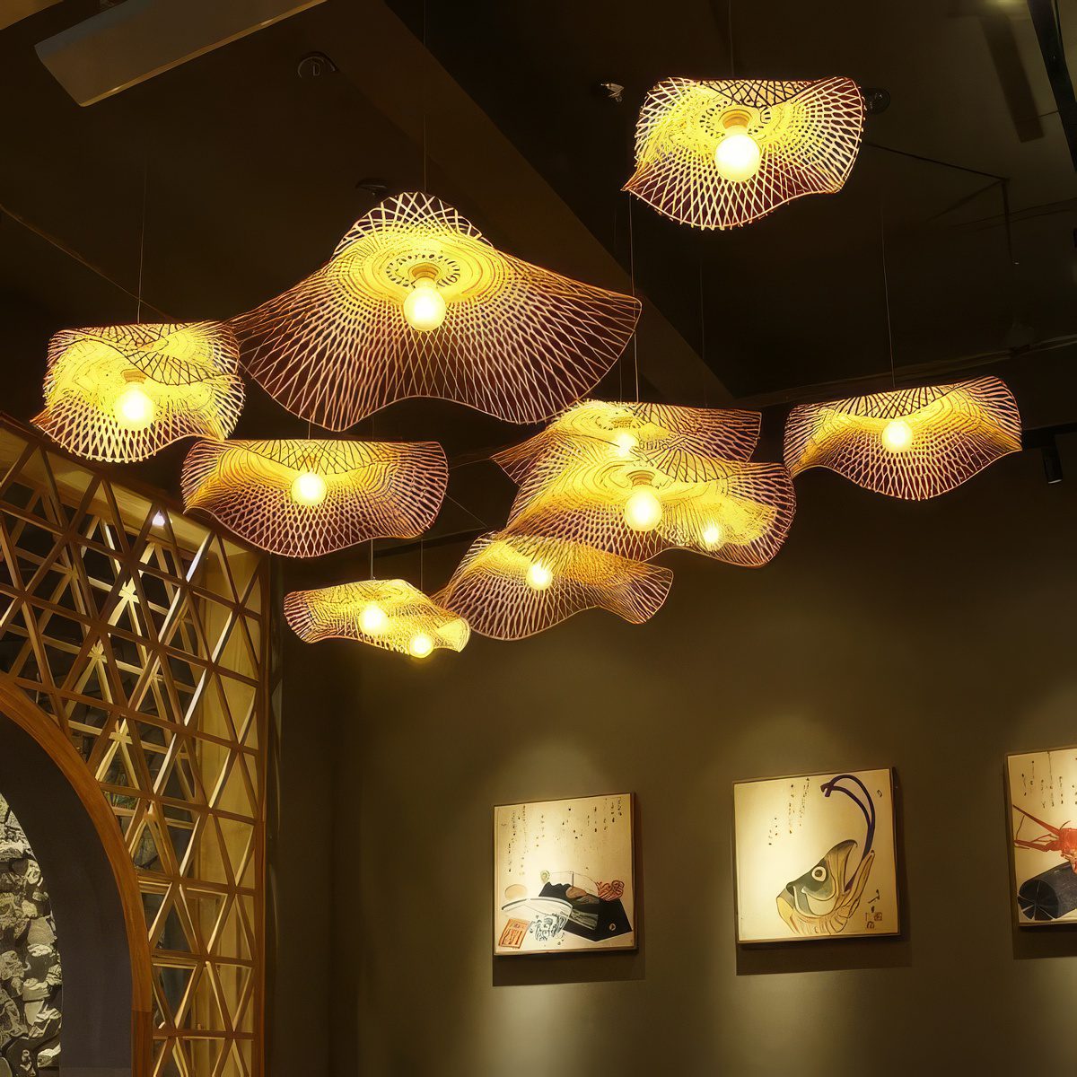Rattan Chandelier view 4