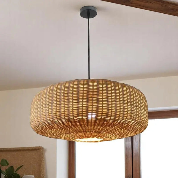Rattan Drum Pendant Light