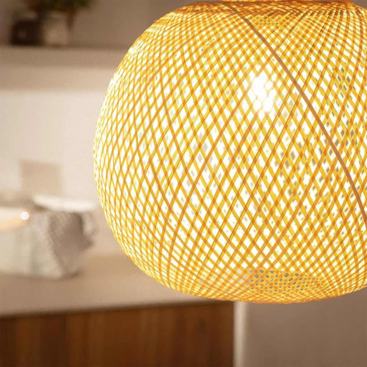 Rattan Globe Pendant Light view 10