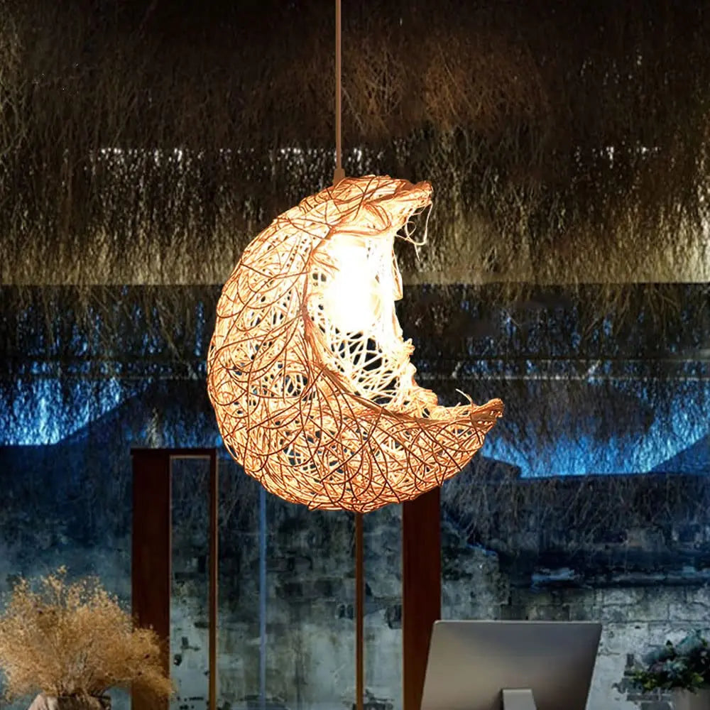 Rattan Moon Pendant Light view 11