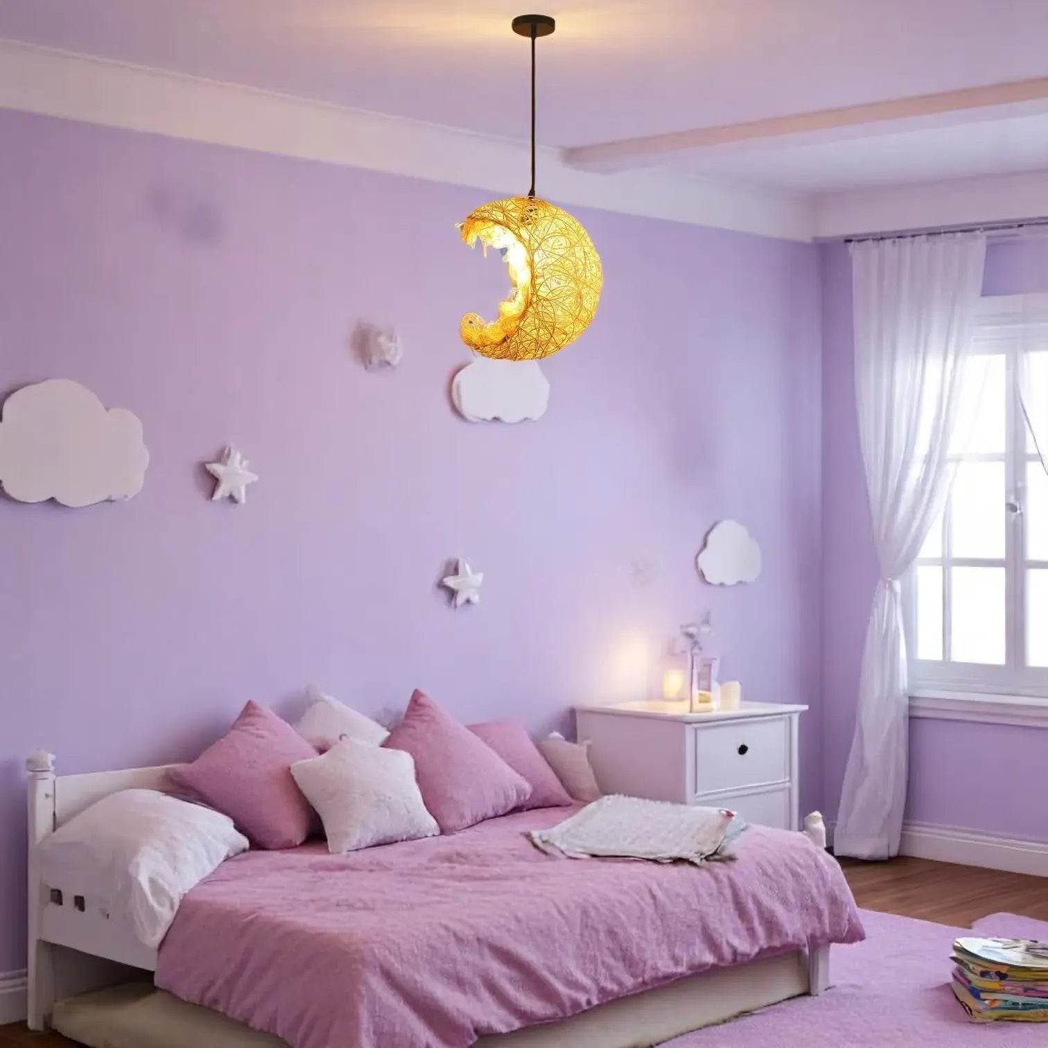Rattan Moon Pendant Light view 2