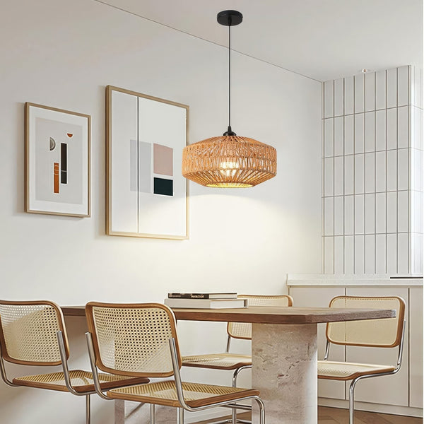 Beige Woven Rope Pendant Light