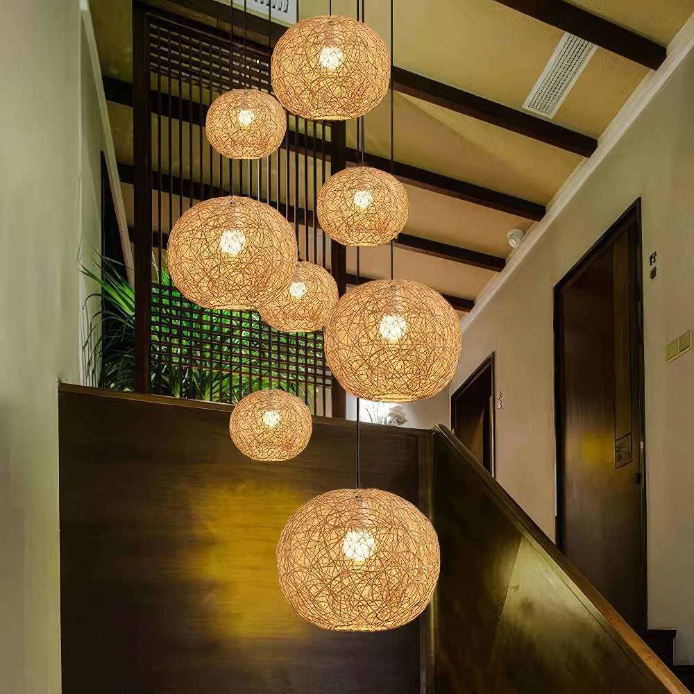 Rattan String Ball Pendant Light view 4