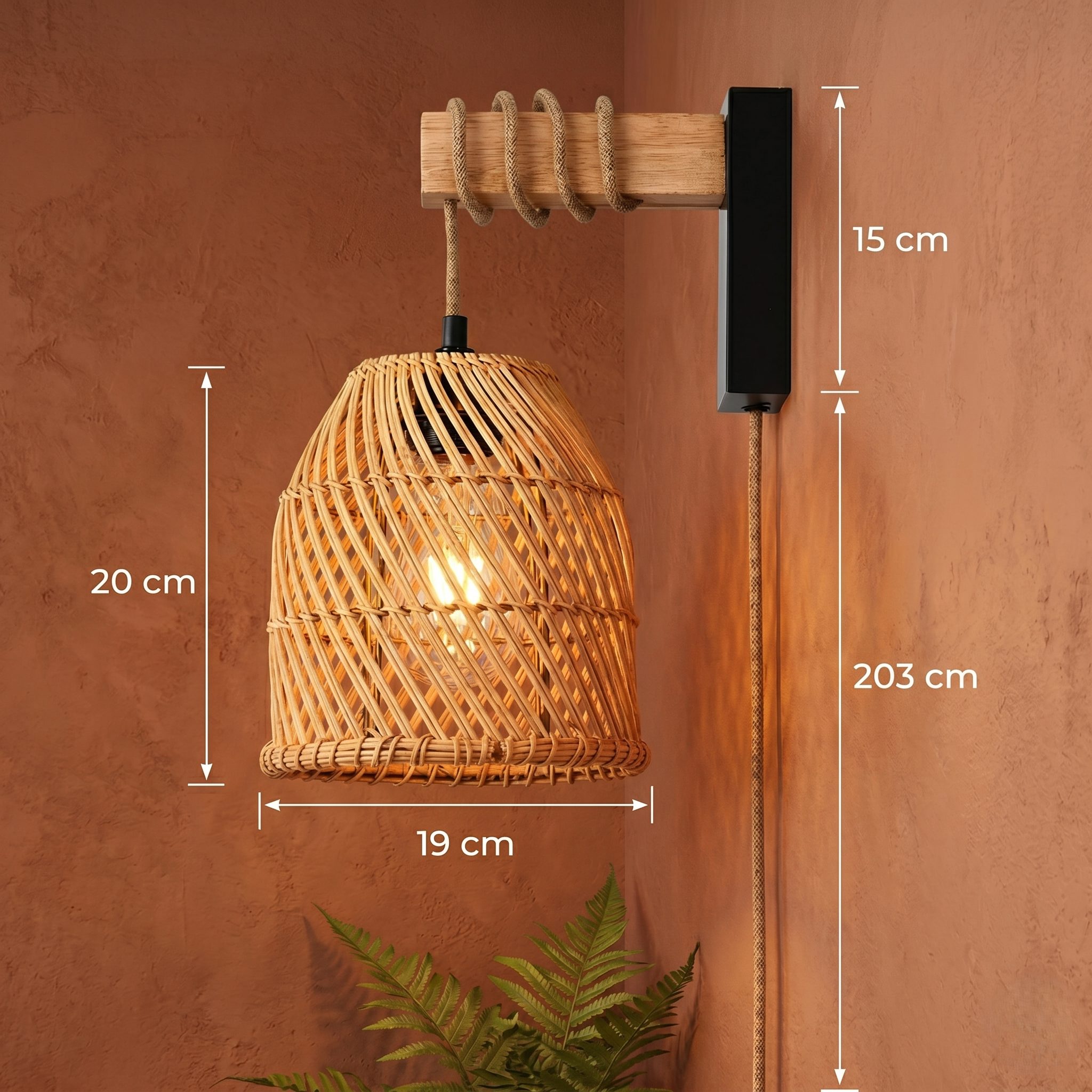 Rattan Globe Wall Light view 3