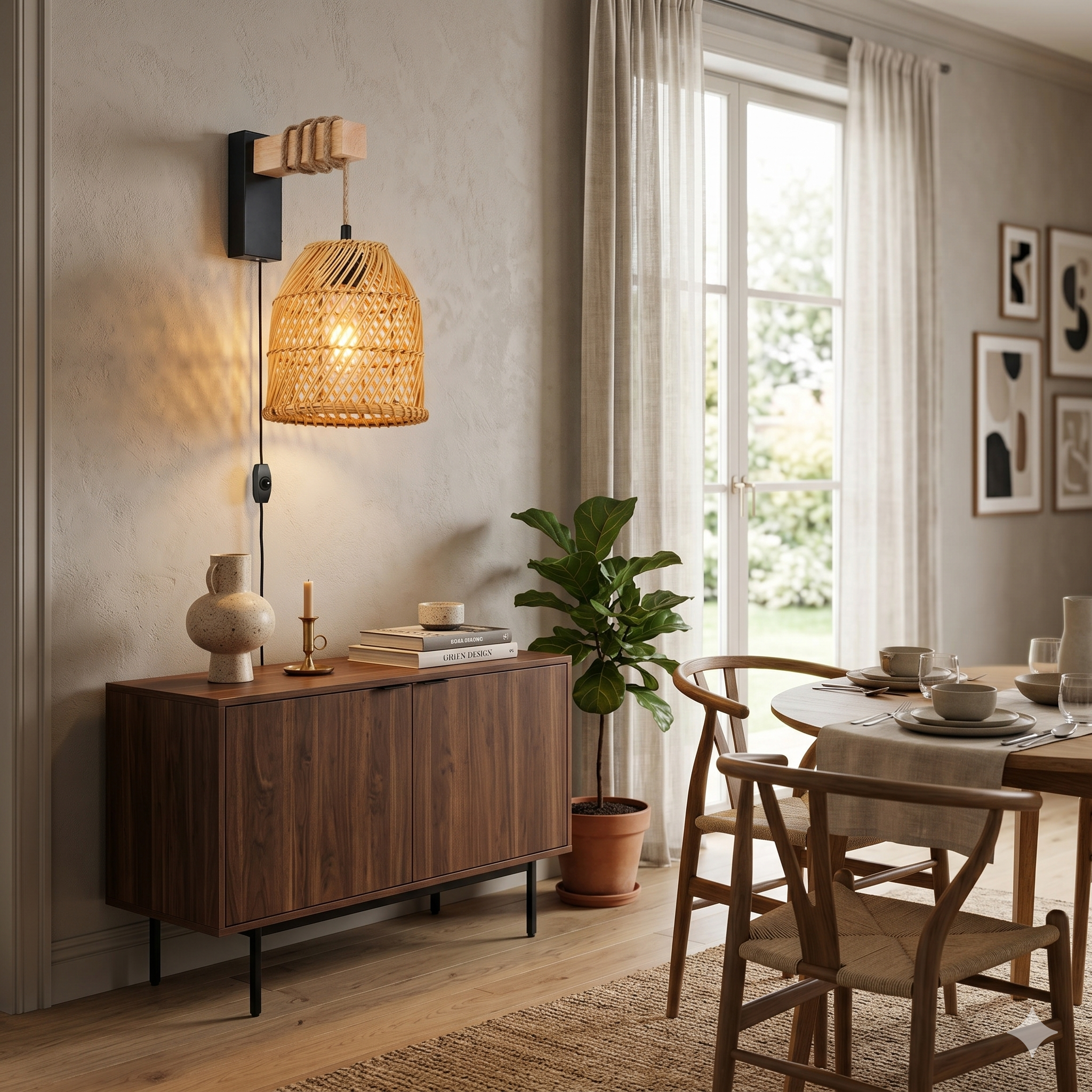 Rattan Globe Wall Light view 5