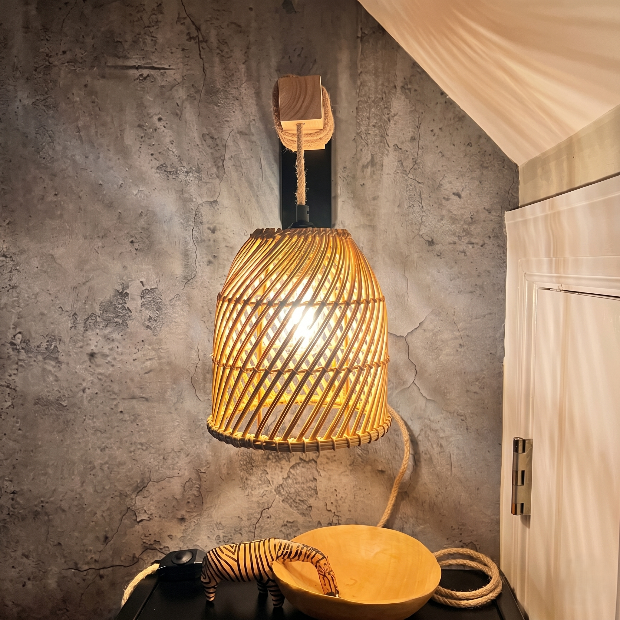 Rattan Globe Wall Light view 8