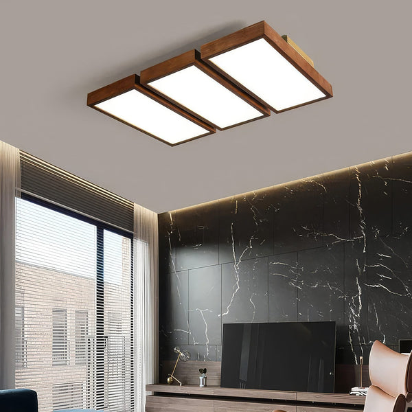 Rectangular Wood Ceiling Light