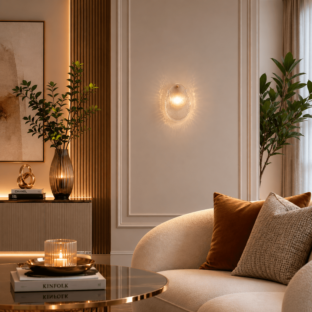 Reeded Glass Wall Light view 2