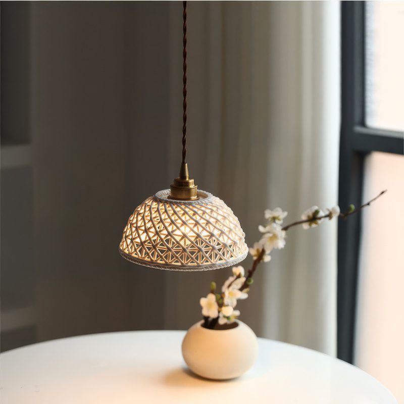 Reticulated Ceramic Pendant Light view 3