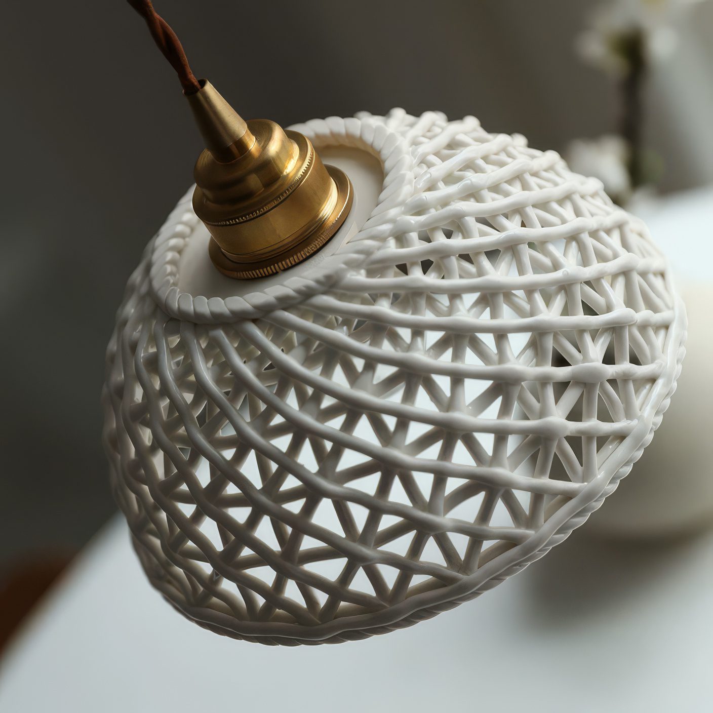 Reticulated Ceramic Pendant Light view 4