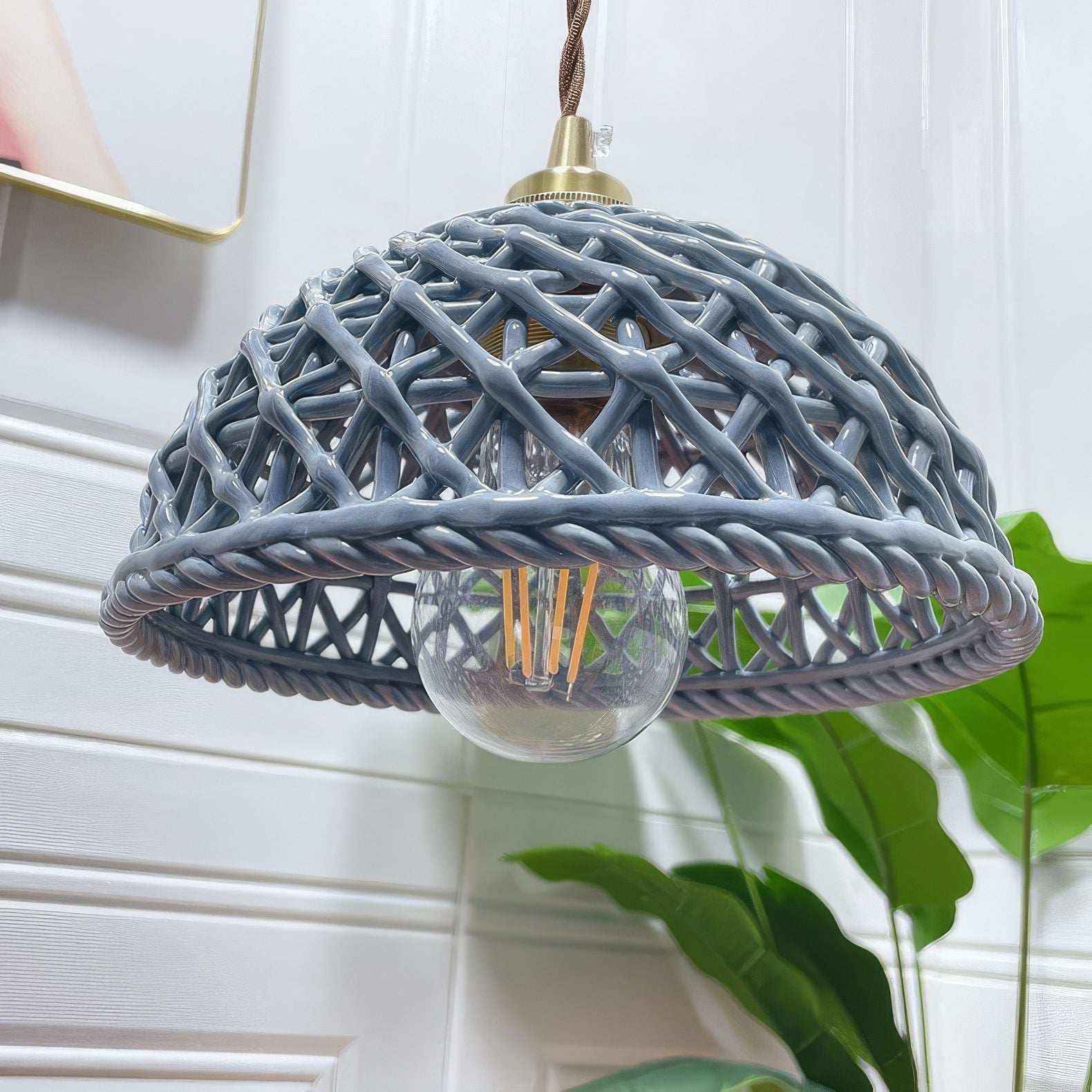 Reticulated Ceramic Pendant Light view 6