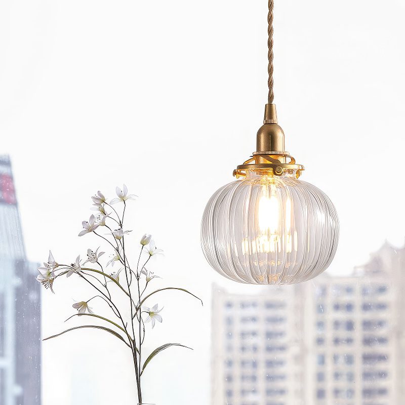 Ribbed Glass Pendant Light view 1