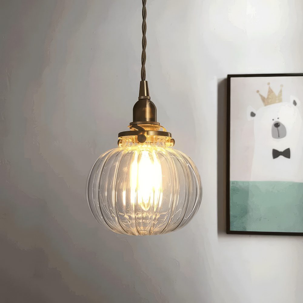 Ribbed Glass Pendant Light view 2