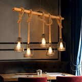 Rope and Wood 5-Light Pendant view 2