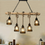 Rope and Wood 5-Light Pendant view 5