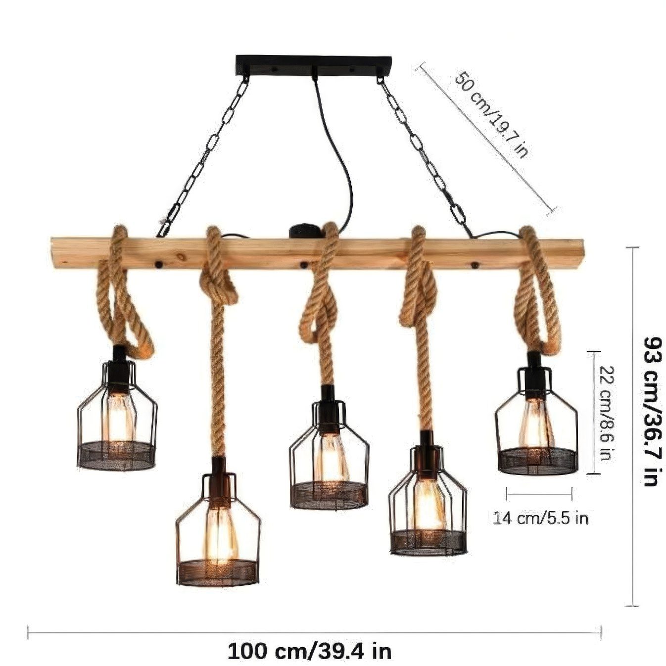 Rope and Wood 5-Light Pendant view 7