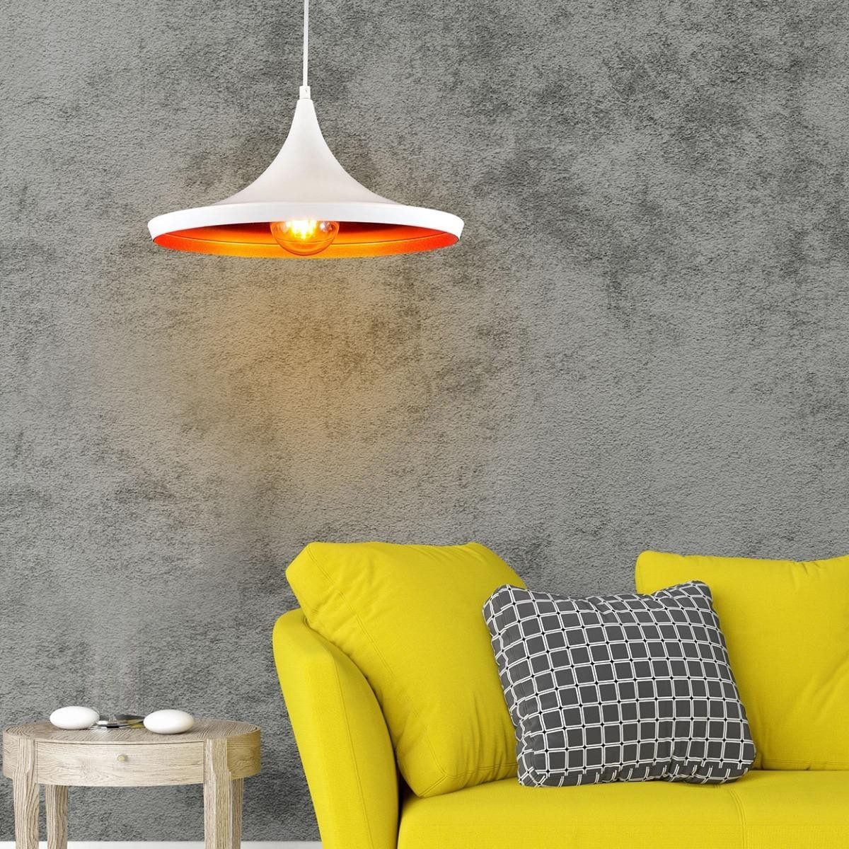 Lampe suspension metal noir doré view 4