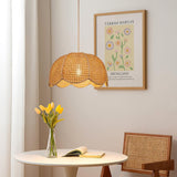 Scalloped Rattan Pendant Light view 1