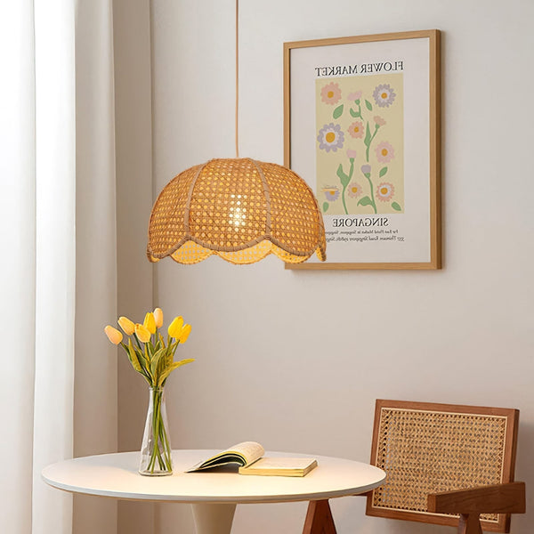 Scalloped Rattan Pendant Light