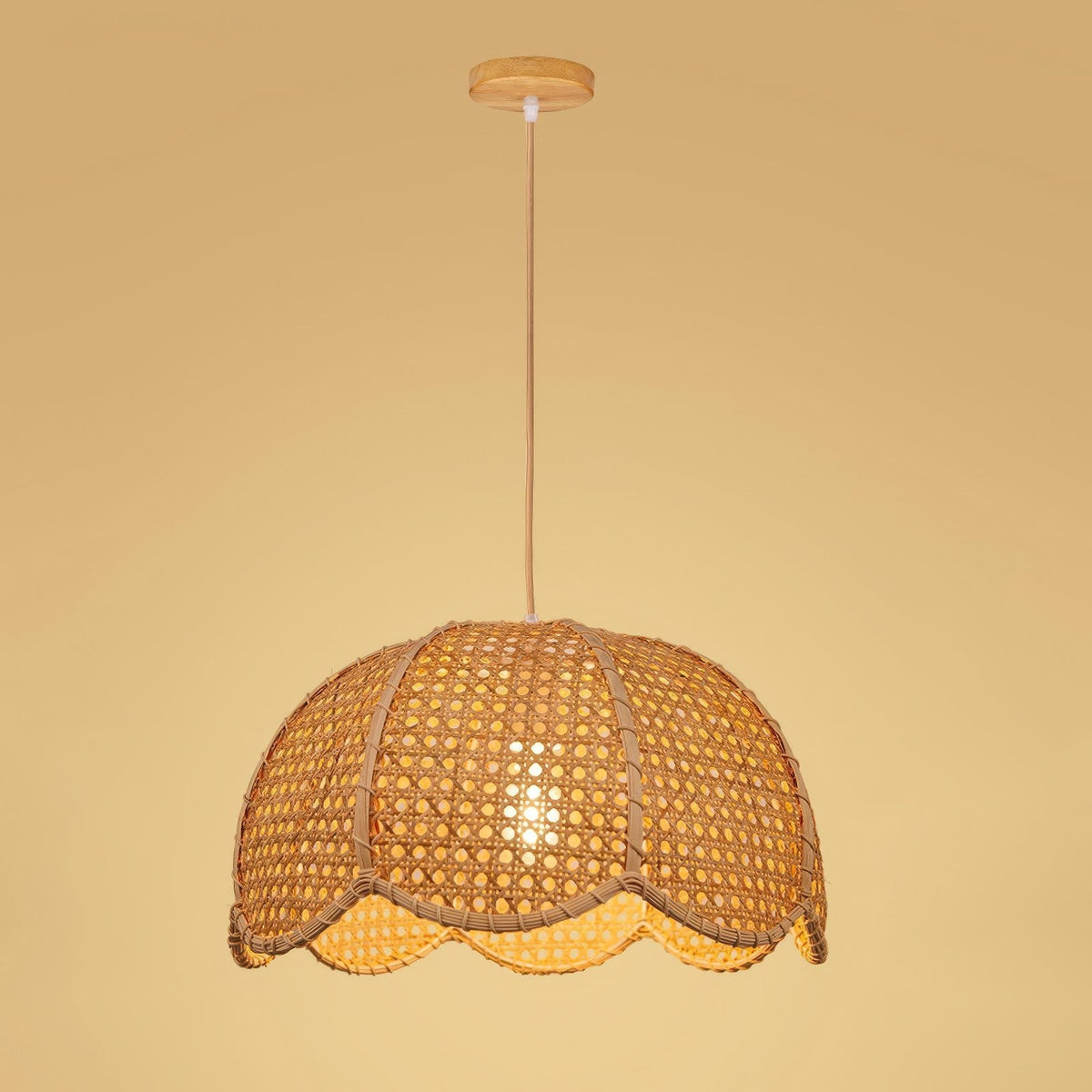 Scalloped Rattan Pendant Light - image 2