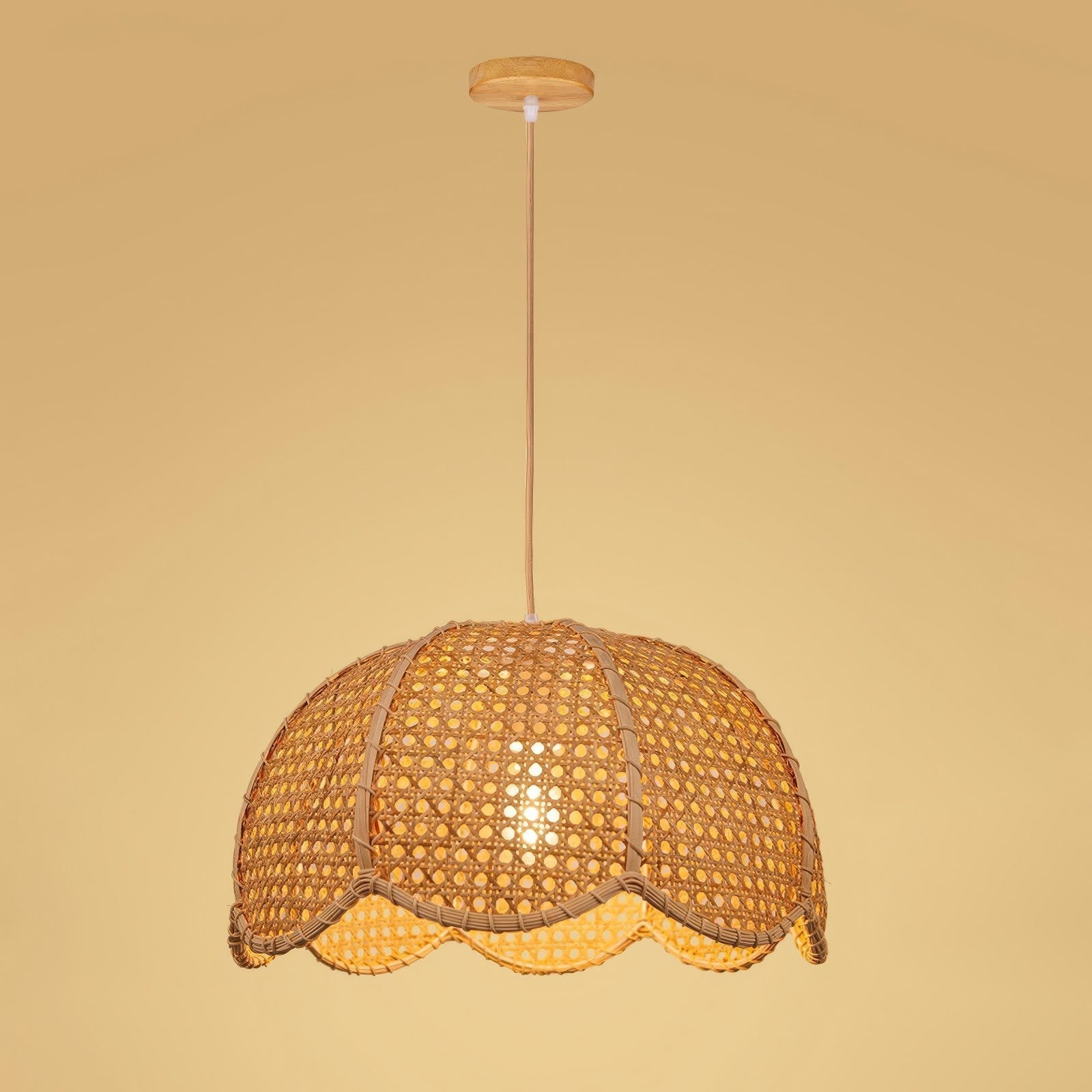Scalloped Rattan Pendant Light view 2