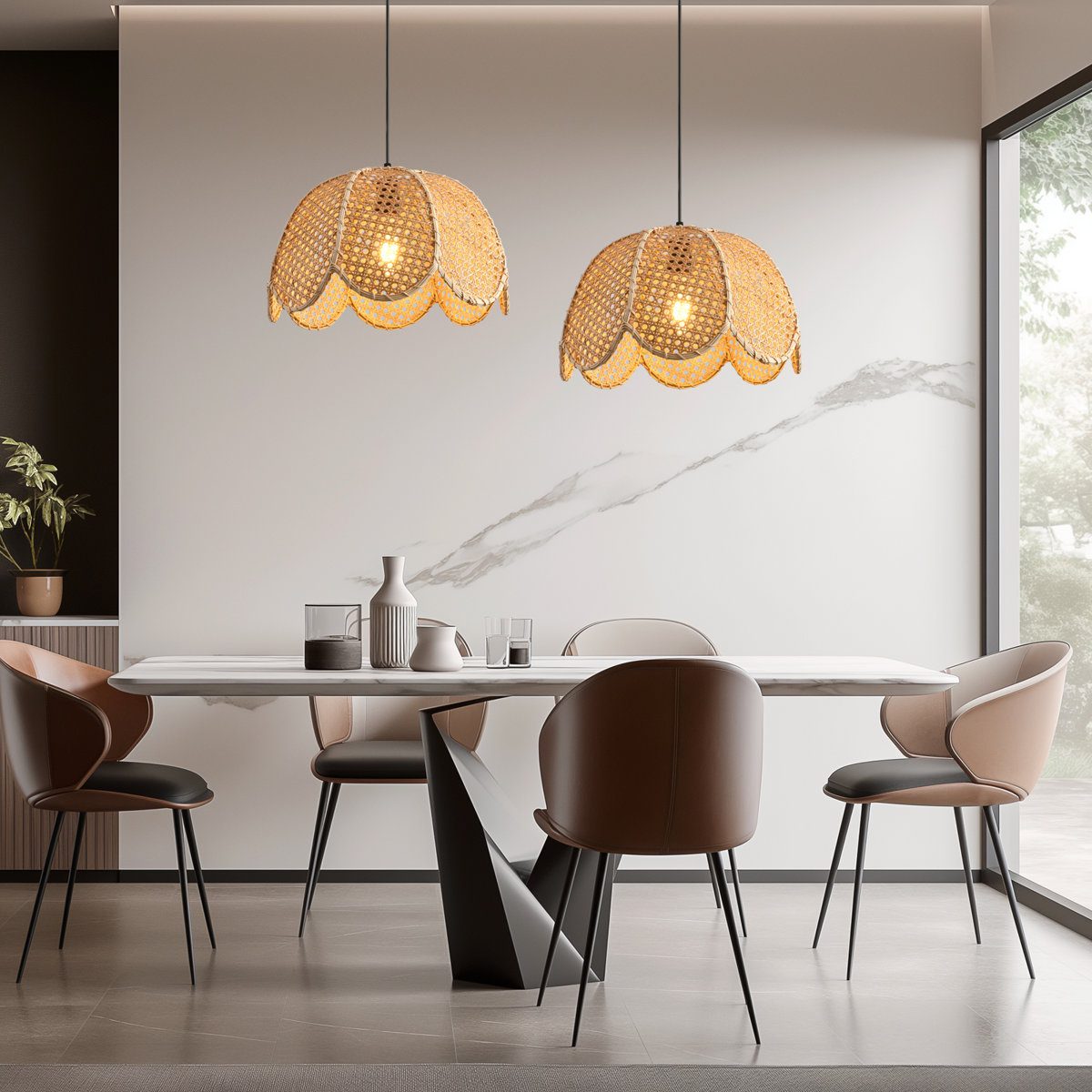 Scalloped Rattan Pendant Light view 4