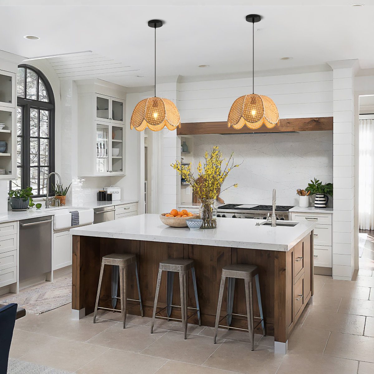 Scalloped Rattan Pendant Light view 5