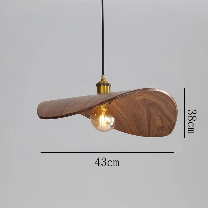 Suspension bois design feuille noyer view 2